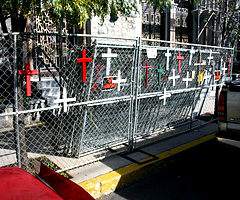 crosses on fence